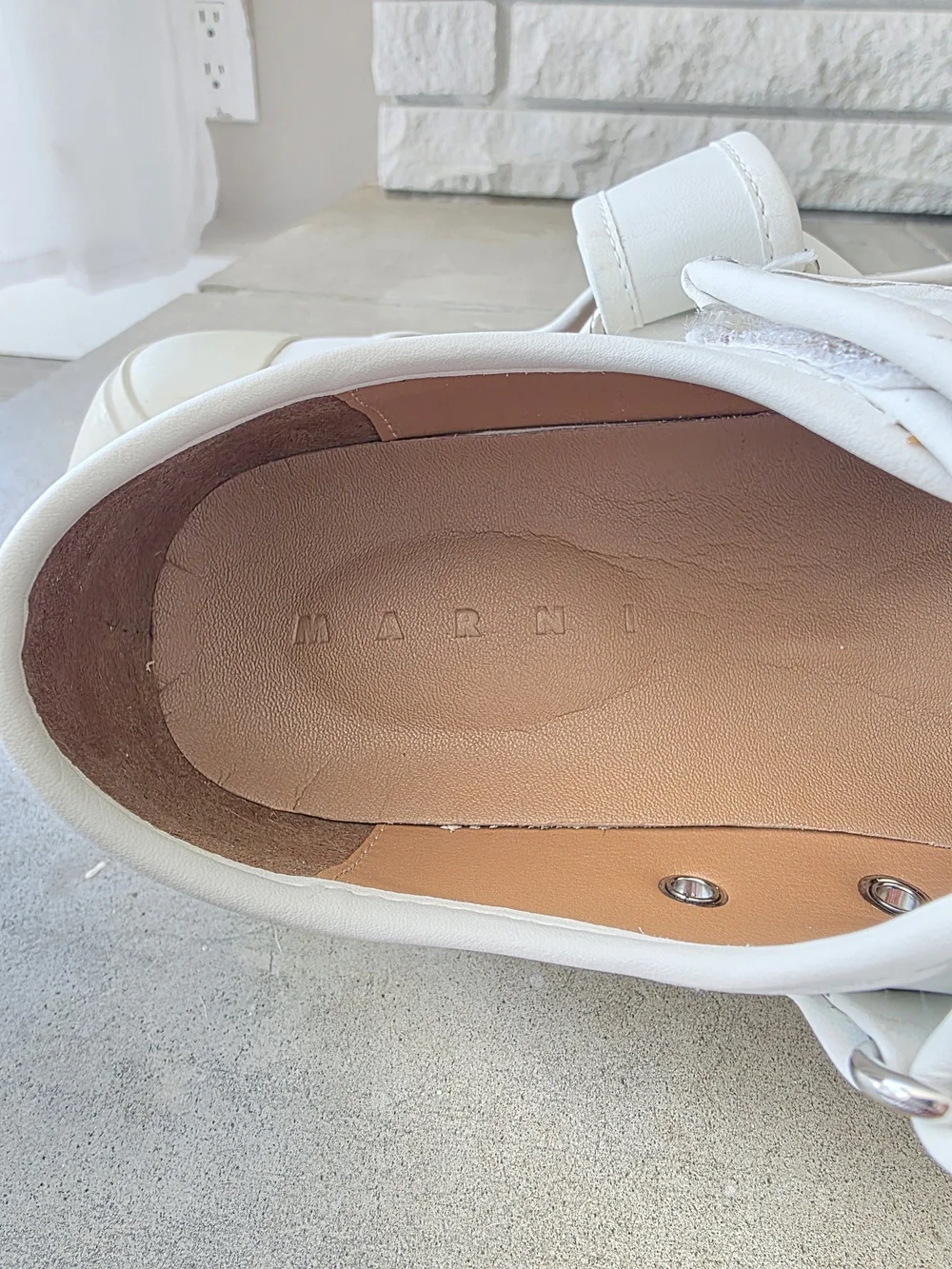 Marni White and Cream Platform Mary-Jane Sneakers - Picture 6 of 9